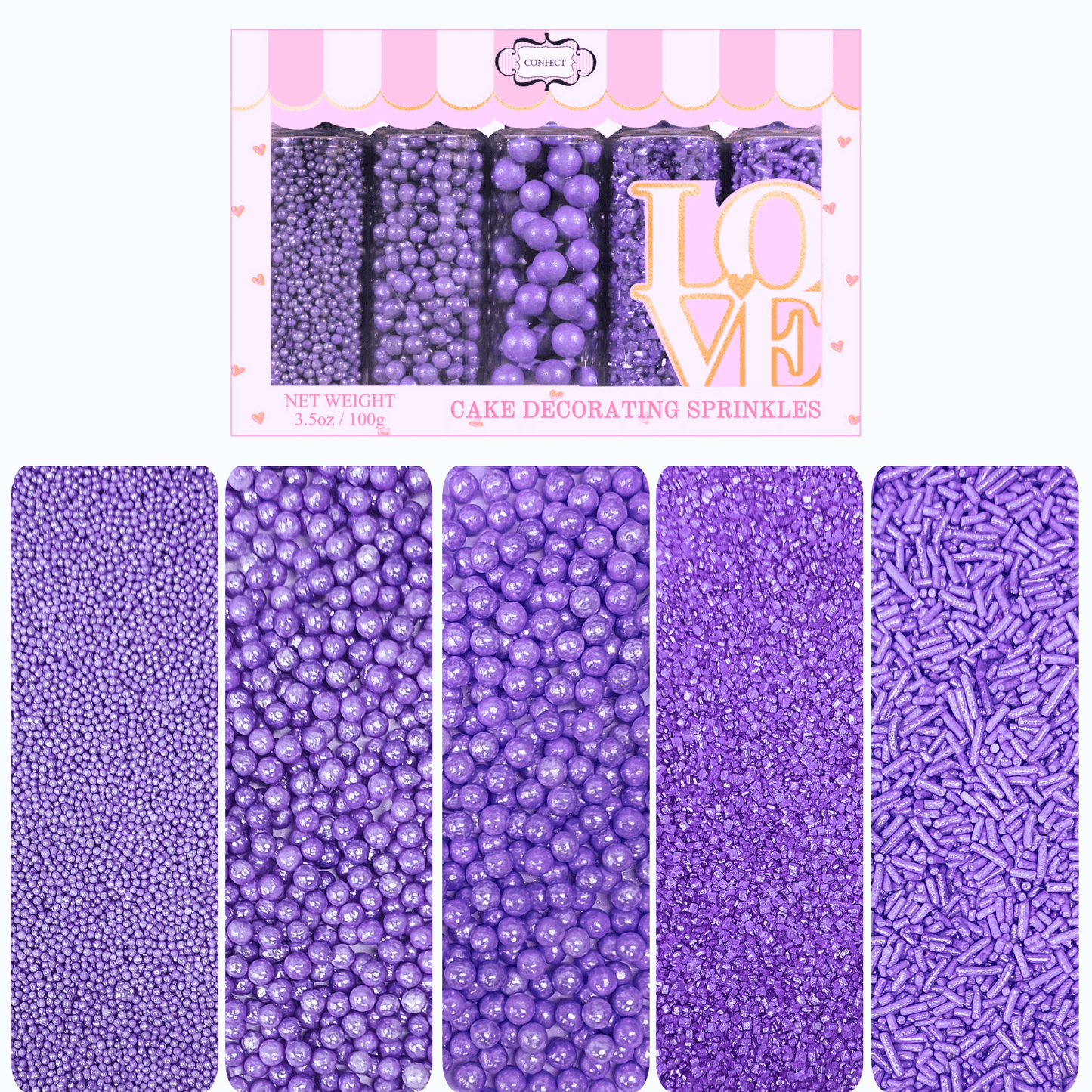 Confect Sprinkles for Cakes & Cupcakes Decoration | USP-3(Lavender)