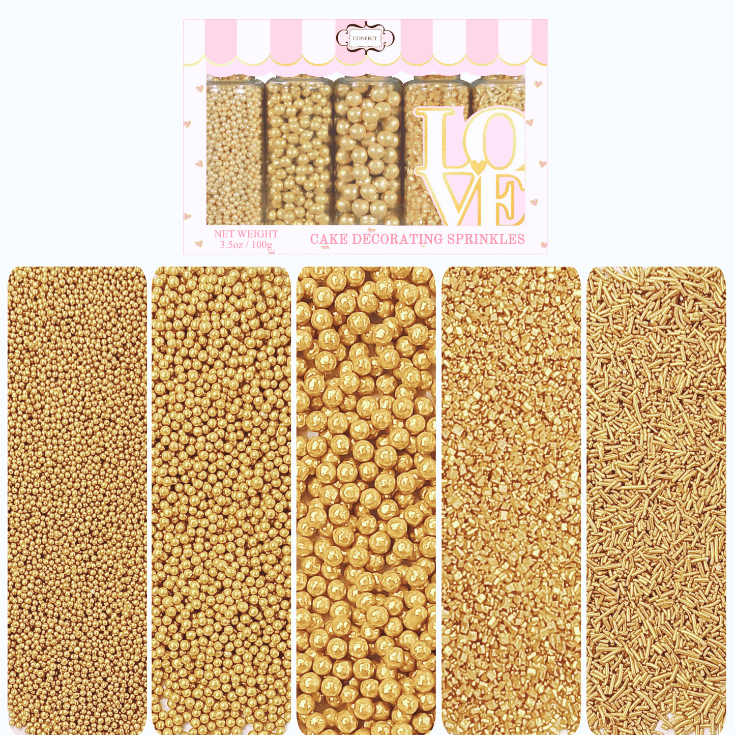 Sprinkles for Cakes & Cupcakes Decoration | USP-17(CH Gold)