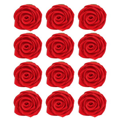 Confect Sugar Roses Topper | Sugar Roses for cake decorations | Red Edible Roses - Pack of 12