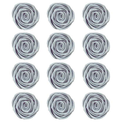 Confect Edible Rose Cake Toppers | Edible Toppers Roses for Cake Decorations- 12 Roses (Silver Roses)