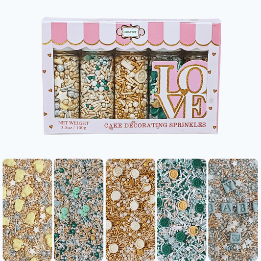 Baby Shower Sprinkles | Edible Sprinkles For Cake & Cupcake Decoration Pack of 5 (BABY SHOWER -03)