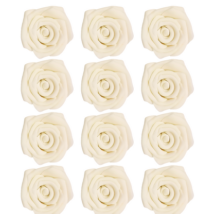 Confect Sugar Roses Topper | Sugar Roses for cake decorations | Edible Classic Pearl Ivory Roses - Pack of 12