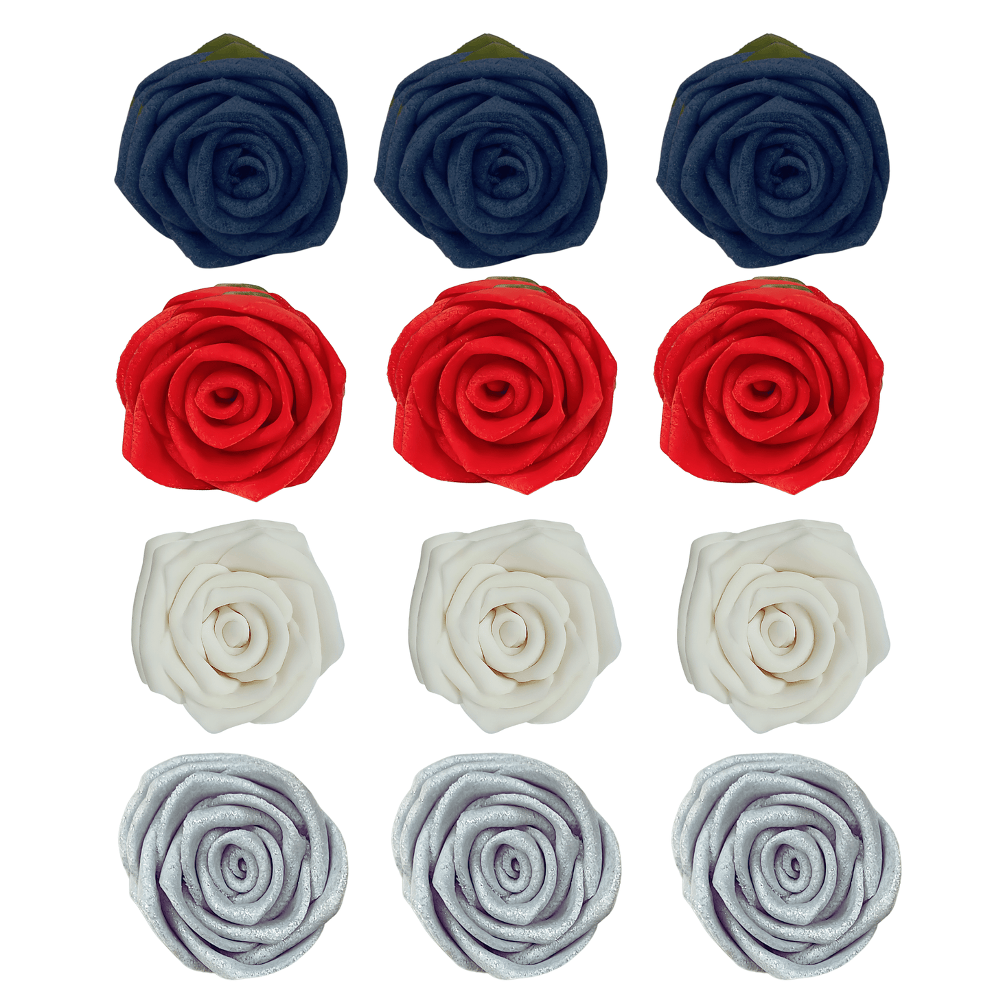 Edible Sugar Roses Cake Toppers For Cupcakes, Doughnut & Cake Decorations - Pack of 12 (J4-ROSES-01)