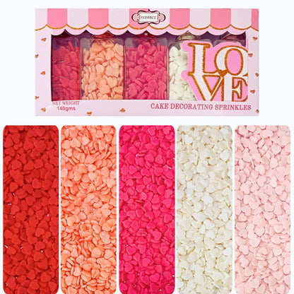 Valentine Sprinkles | 05 Edible Decoration for Baking & Dessert 100 Gms