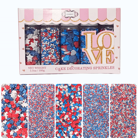 Mix Red, White, Blue & Silver Patriotic Sprinkles