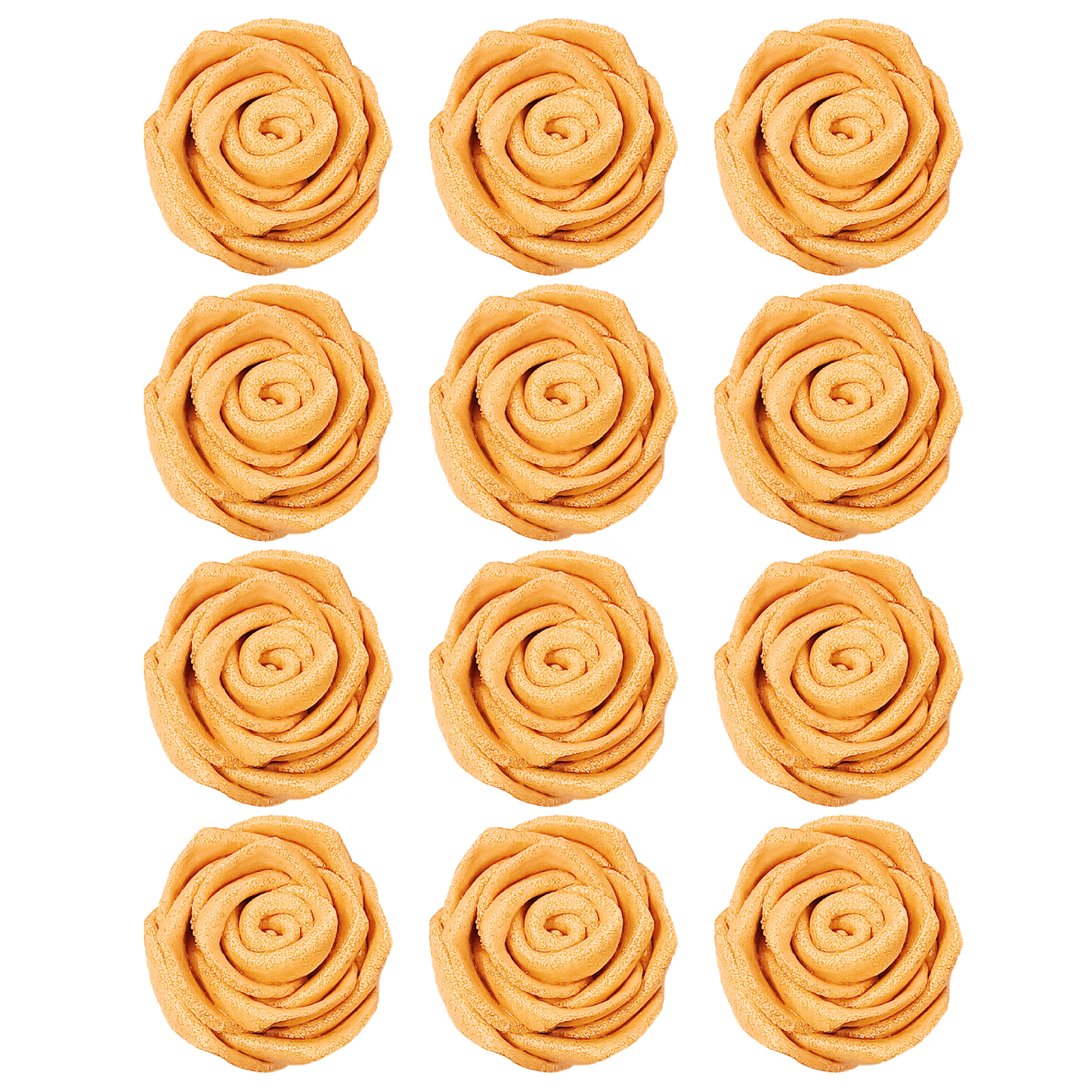 Confect Edible Rose Cake Toppers | Edible Toppers Roses for Cake Decorations- 12 Roses (Gold Roses)