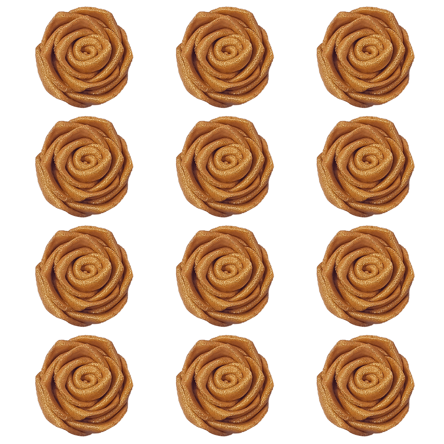 Confect Edible Rose Cake Toppers | Edible Toppers Roses for Cake Decorations- 12 Roses (Copper Roses)