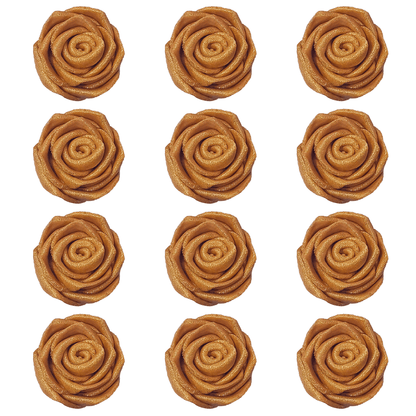 Confect Edible Rose Cake Toppers | Edible Toppers Roses for Cake Decorations- 12 Roses (Copper Roses)