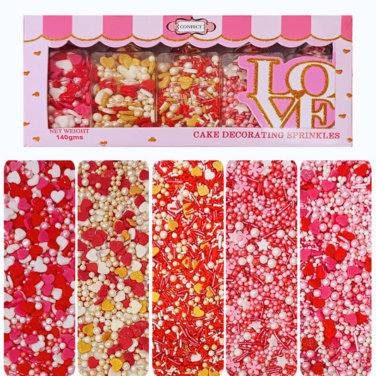 Valentine Sprinkles | 08 Edible Decoration for Baking & Dessert 100 Gms