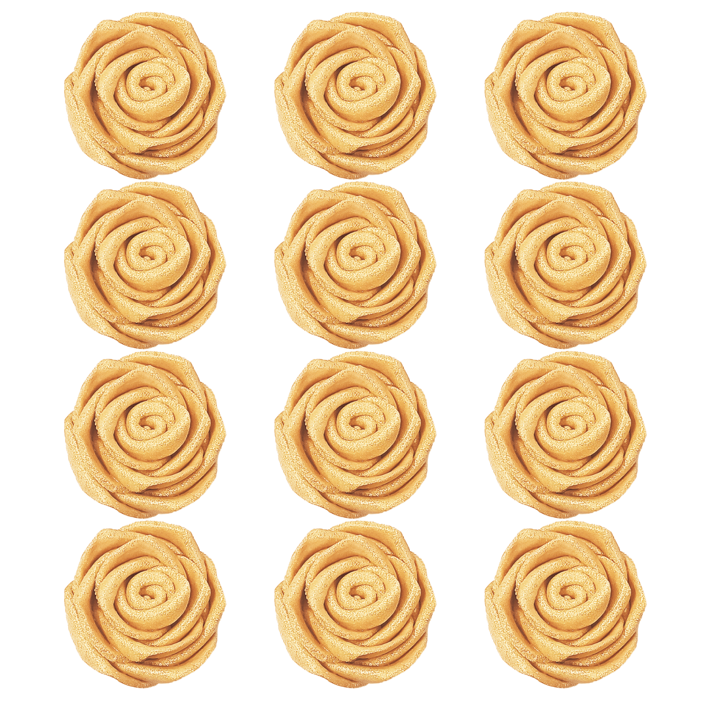 Confect Edible Rose Cake Toppers | Edible Toppers Roses for Cake Decorations- 12 Roses (Champagne Gold)