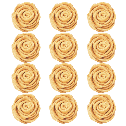 Confect Edible Rose Cake Toppers | Edible Toppers Roses for Cake Decorations- 12 Roses (Champagne Gold)