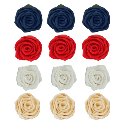 Confect Edible Sugar Roses Cake Toppers For Cupcakes, Doughnut & Cake Decorations - Pack of 12 (J4-ROSES-02)