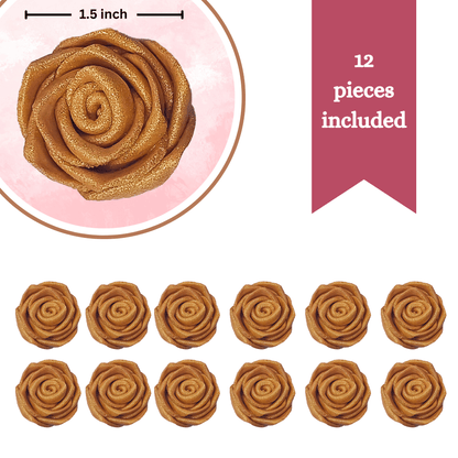 Confect Edible Rose Cake Toppers | Edible Toppers Roses for Cake Decorations- 12 Roses (Copper Roses)