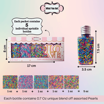 Confect Rainbow Magic Sprinkles | Mix Colourful Celebration Sprinkles For Cake Décor - 140 gms (Rainbow Sprinkles-03)