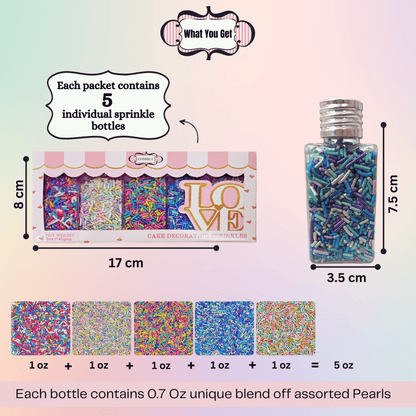 Confect Rainbow Magic Sprinkles | Mix Colourful Celebration Sprinkles For Cake Décor - 140 gms (Rainbow Sprinkles-01)