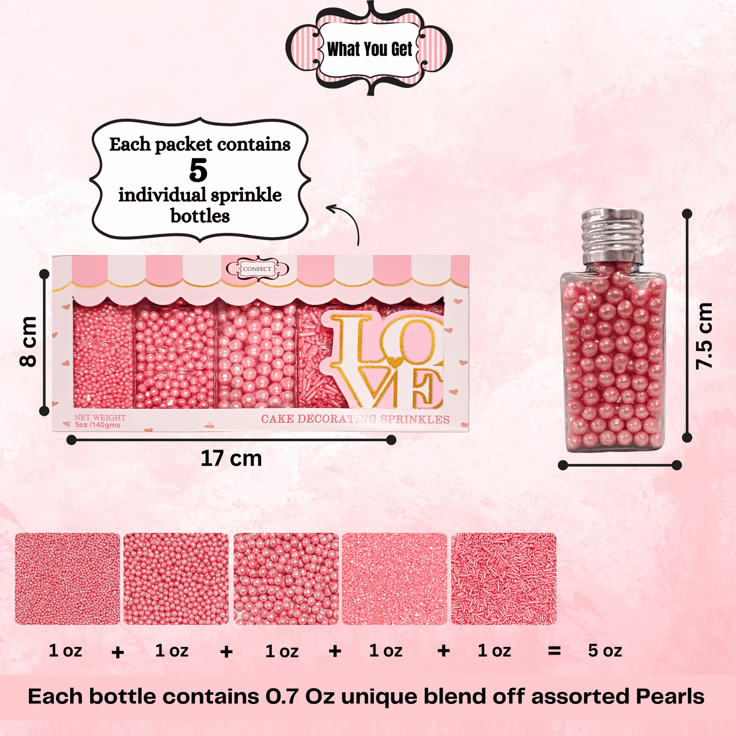 Confect Sprinkles for Cakes & Cupcakes Decoration | USP-27(Baby Pink)