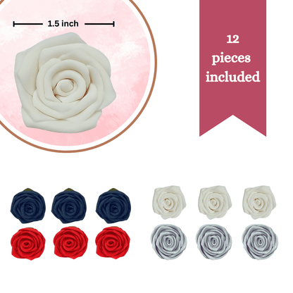 Confect Edible Sugar Roses Cake Toppers For Cupcakes, Doughnut & Cake Decorations - Pack of 12 (J4-ROSES-01)