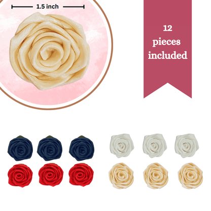 Confect Edible Sugar Roses Cake Toppers For Cupcakes, Doughnut & Cake Decorations - Pack of 12 (J4-ROSES-02)