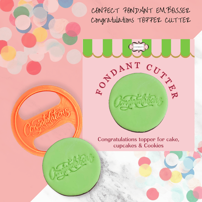 Confect Toppers Cutters | Celebration Topper Cutter | Cake & Cupcake Decorating Supplies (Congratulations)