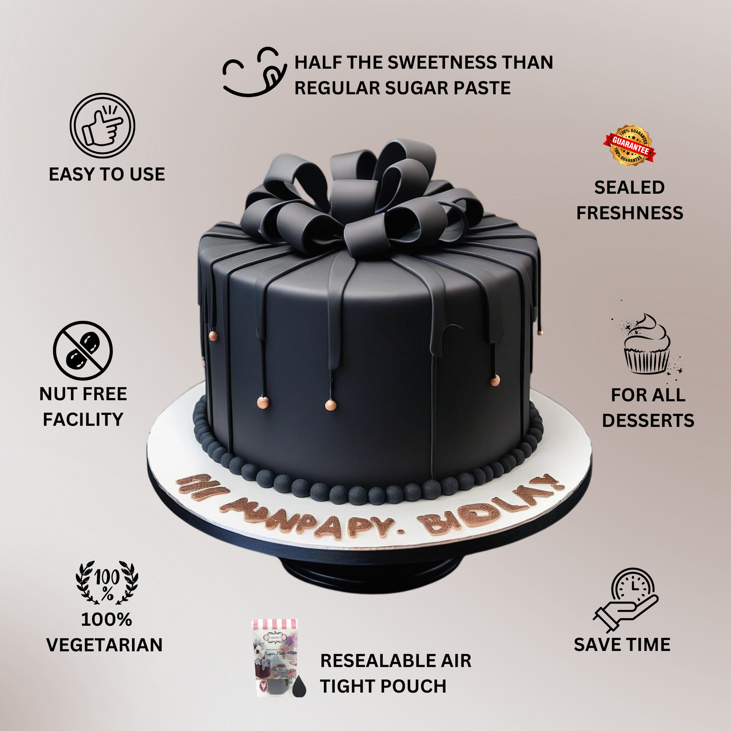 Black Fondant | Edible Sugarpaste 1 Kg