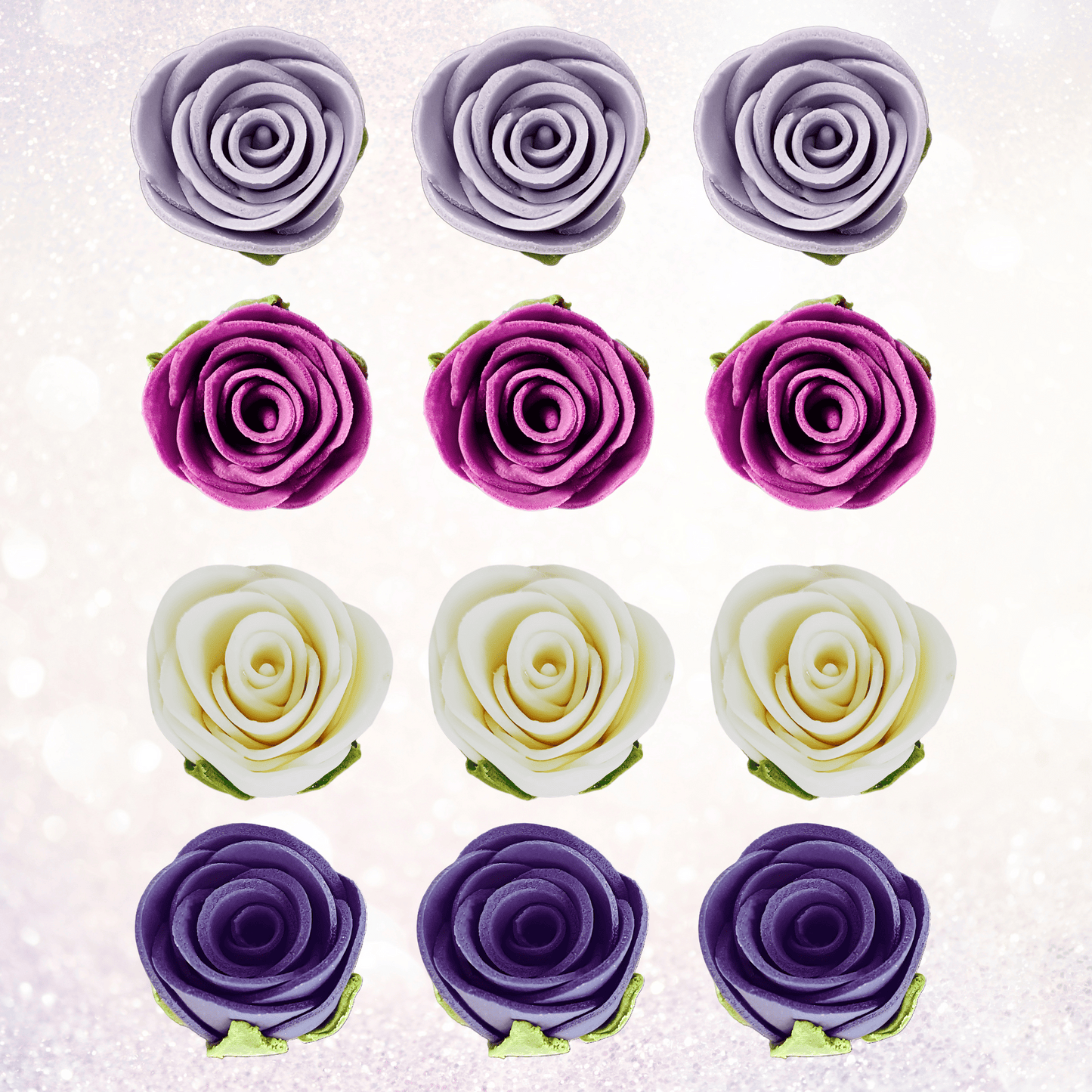 Confect Sugar Roses Topper | Sugar Roses for cake decorations | Cupcakes & Doughnut Edible Toppers | ombre -6 - Pack of 12