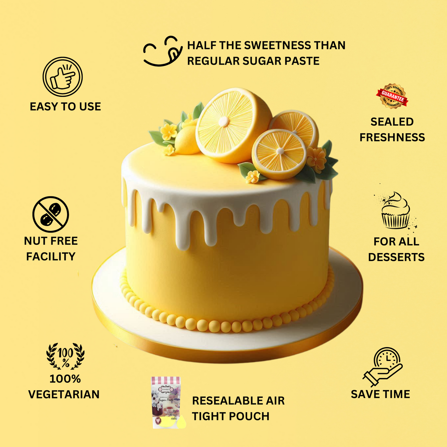 Lemon Yellow Fondant | Edible Sugarpaste 1 Kg