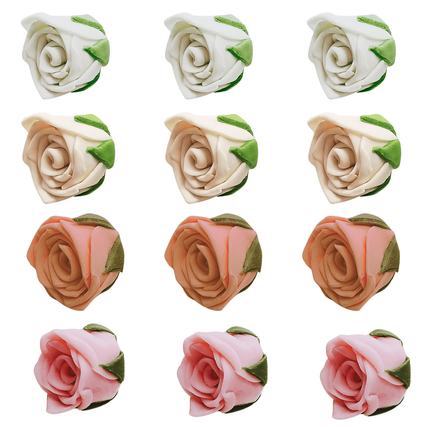 Confect Sugar Roses Topper | Sugar Roses for cake decorations | Cupcakes & Doughnut Edible Toppers | ombre -3 - Pack of 12