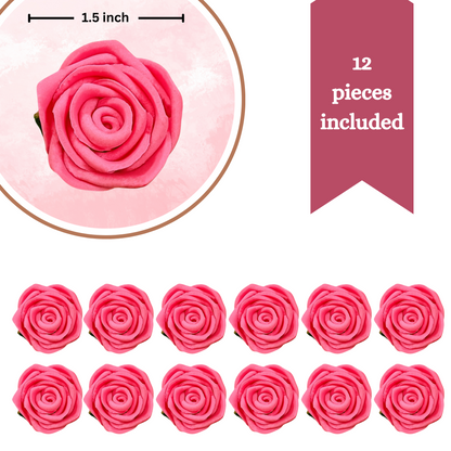 Confect Sugar Roses Topper | Sugar Roses for cake decorations | Edible French Rose Pink Roses - Pack of 12