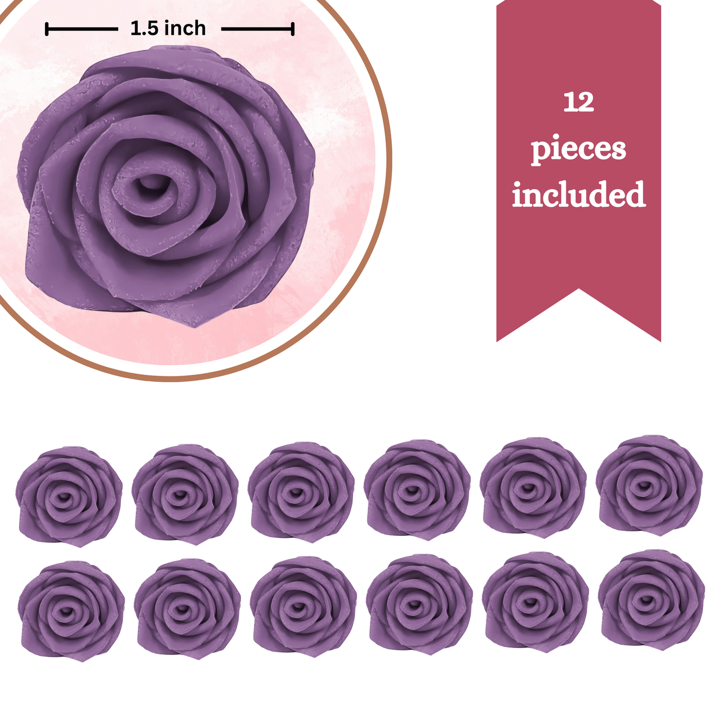 True Purple | Edible Sugar Roses Topper