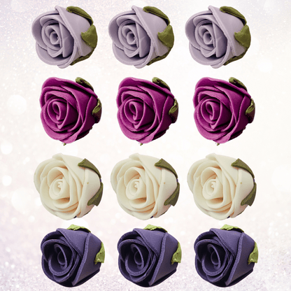 Confect Sugar Roses Topper | Sugar Roses for cake decorations | Cupcakes & Doughnut Edible Toppers | ombre -6 - Pack of 12