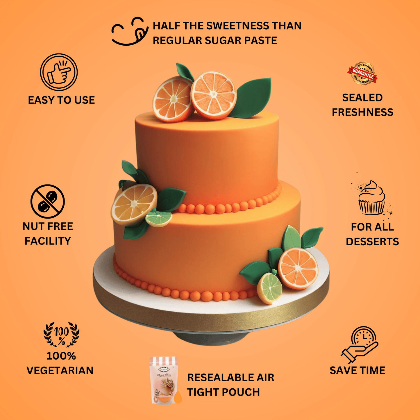 Confect Citrus Orange Sugarpaste 250 Gms