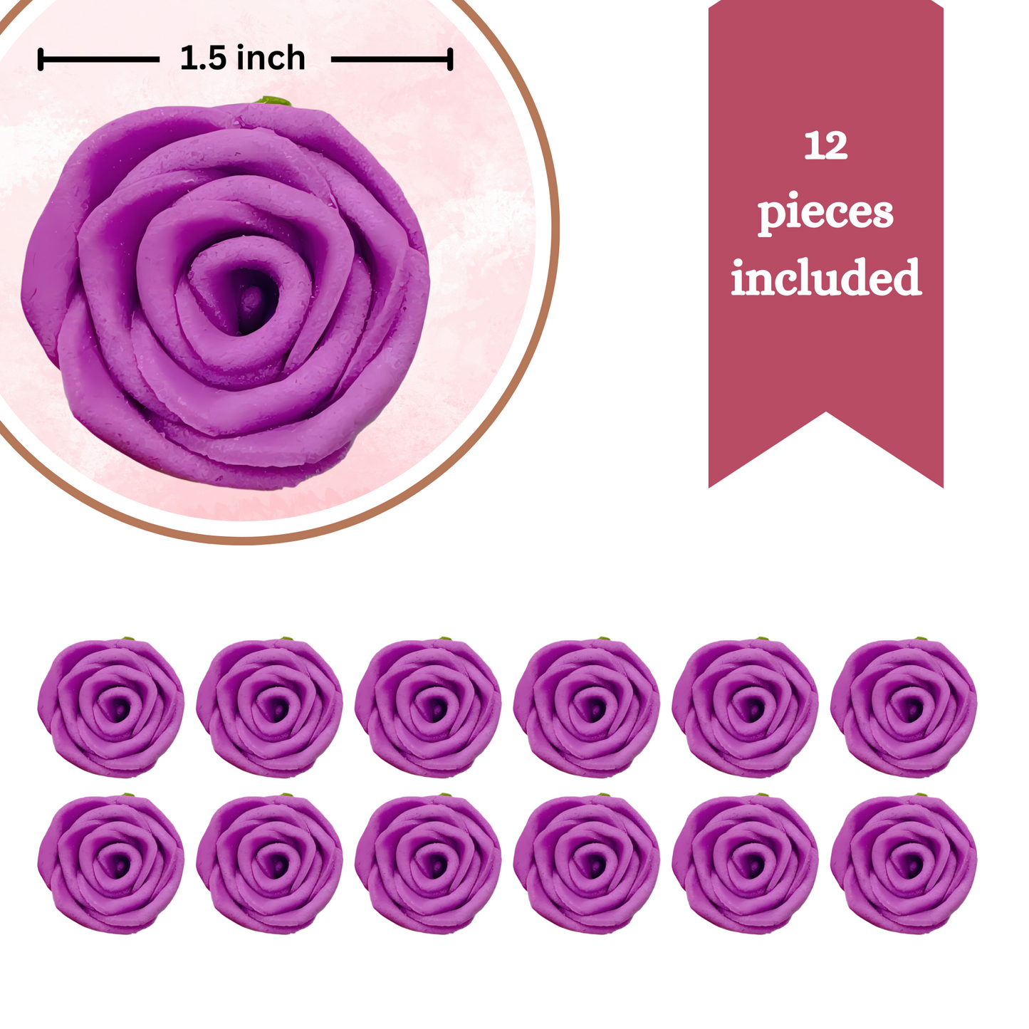 Royal Fuchsia Pink | Edible Sugar Roses Topper