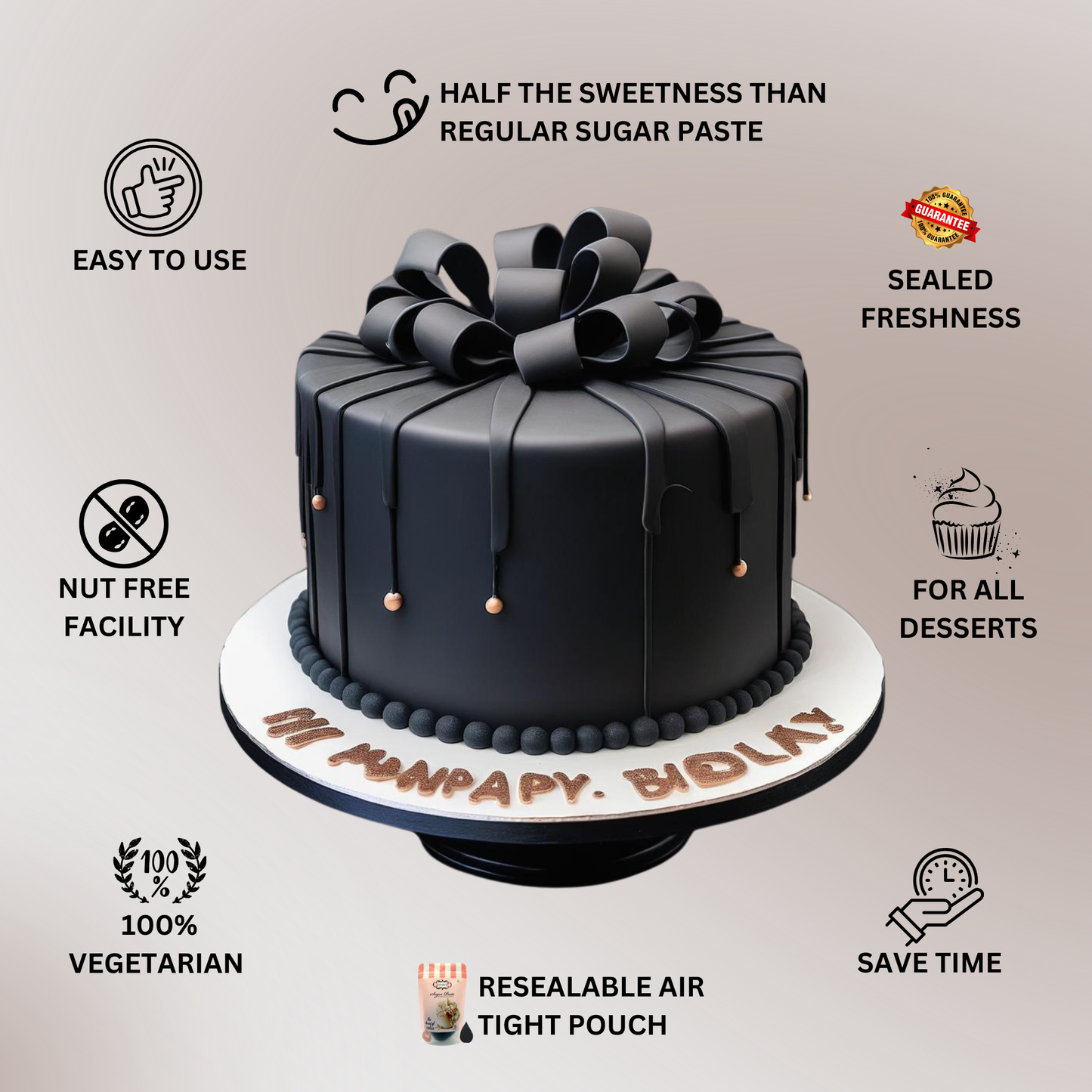 Confect Black Sugarpaste 250 Gms