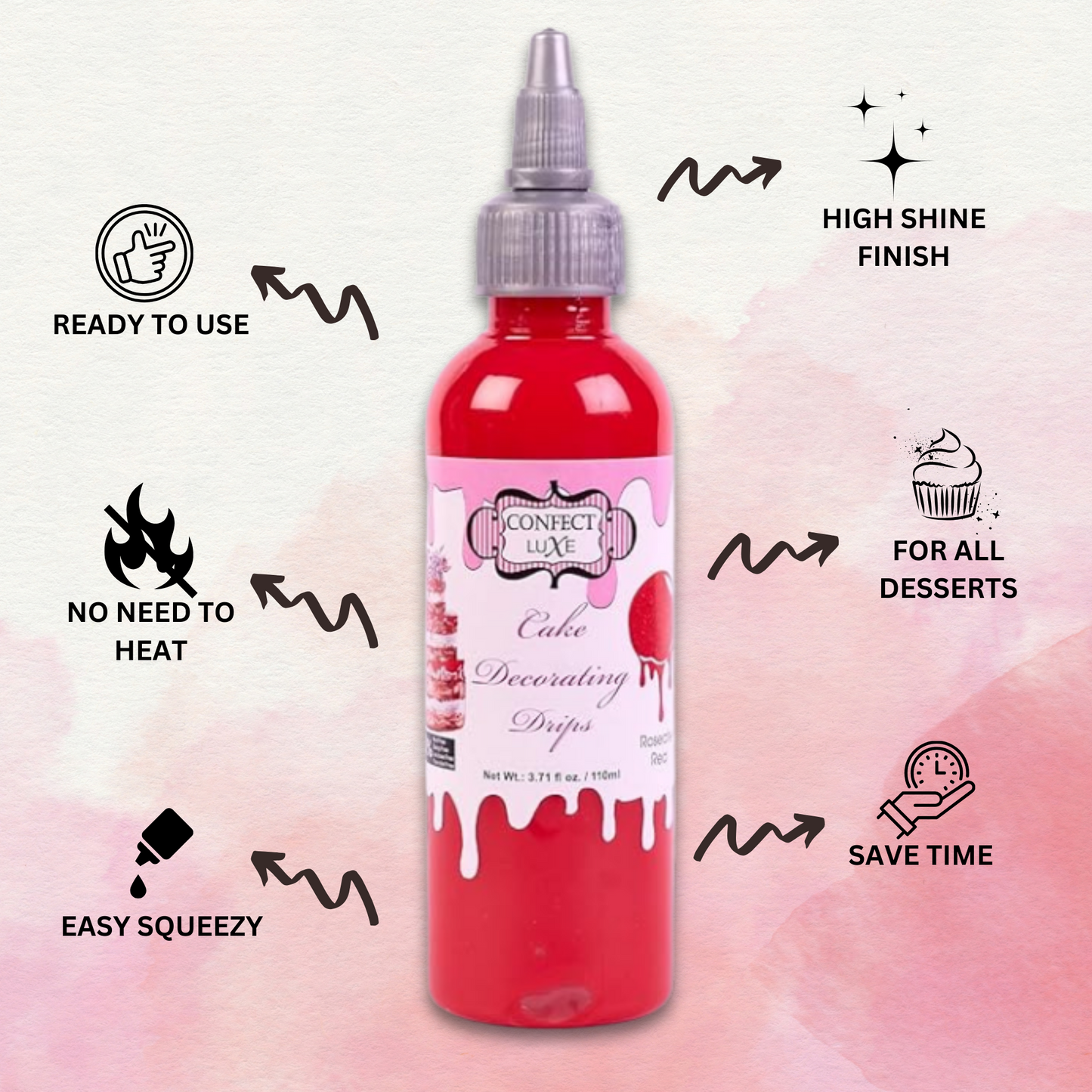 Roseate Red | Edible Drips 110 Gms