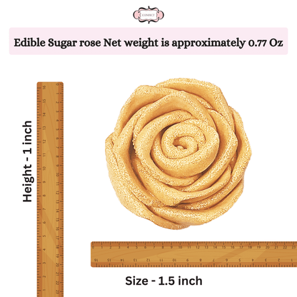 Confect Edible Rose Cake Toppers | Edible Toppers Roses for Cake Decorations- 12 Roses (Champagne Gold)