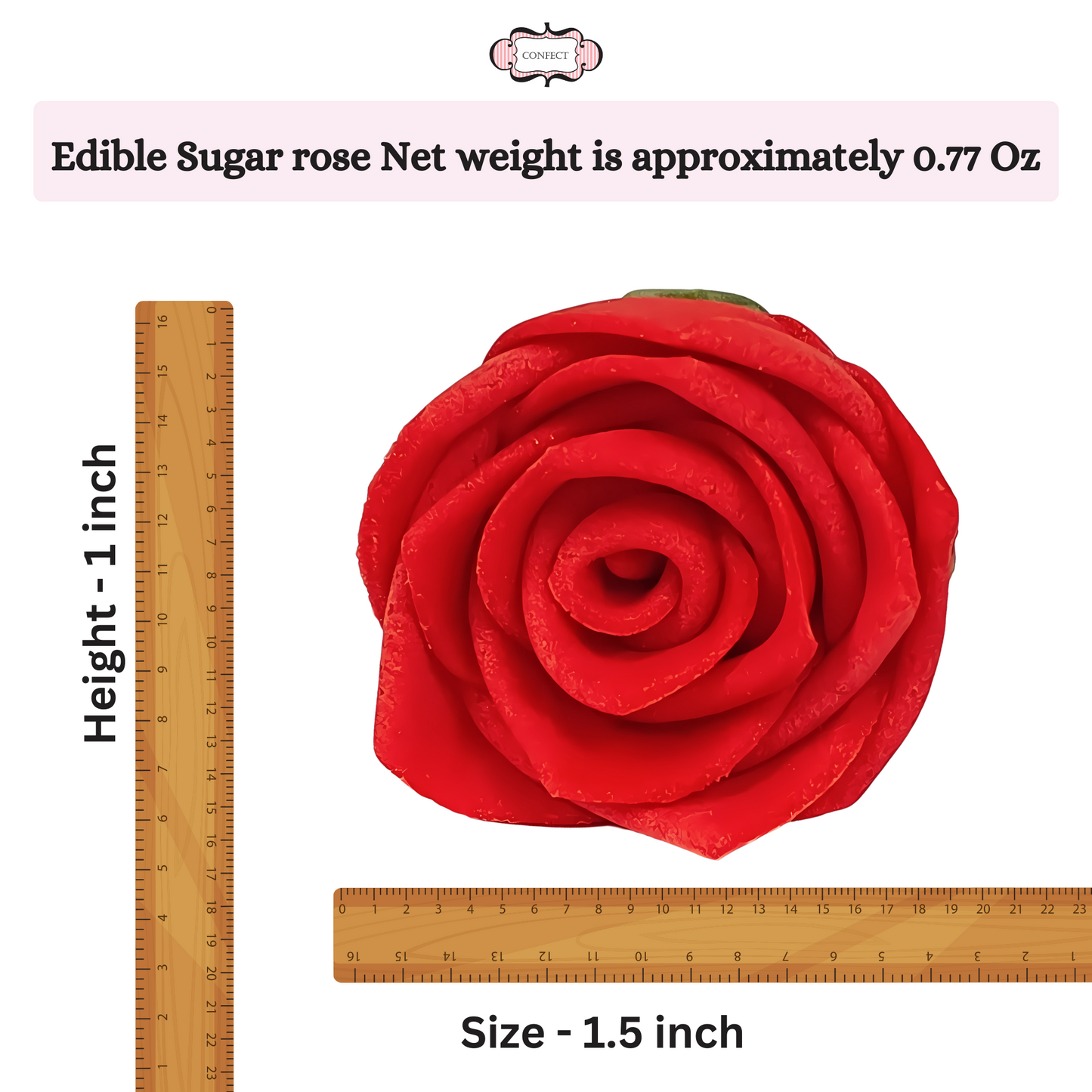 Confect Sugar Roses Topper | Sugar Roses for cake decorations | Cupcakes & Doughnut Edible Toppers | ombre -5 - Pack of 12