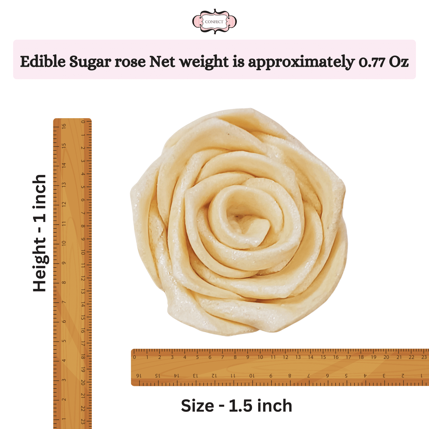 Confect Edible Rose Cake Toppers | Edible Toppers Roses for Cake Decorations- 12 Roses (Pearl Roses)