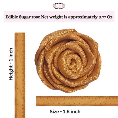 Confect Edible Rose Cake Toppers | Edible Toppers Roses for Cake Decorations- 12 Roses (Copper Roses)