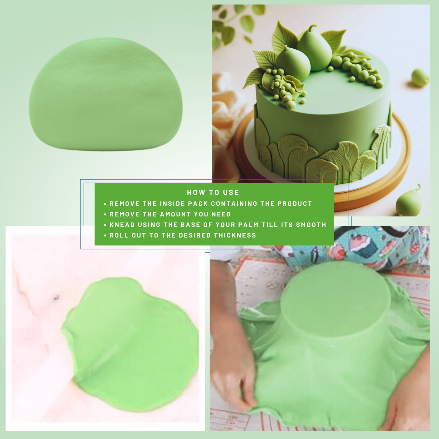 Pea Green Fondant | Edible Sugarpaste 250 Gm