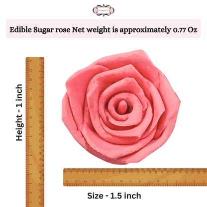 Confect Sugar Roses Topper | Sugar Roses for cake decorations | Edible Salmon Pink Roses - Pack of 12