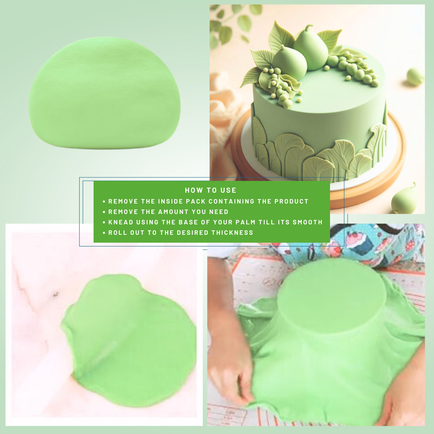 Pea Green Fondant | Edible Sugarpaste 1 Kg