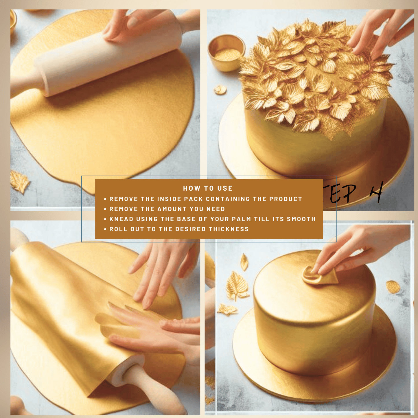 Confect Champagne Gold Sugar Paste 250 Gms