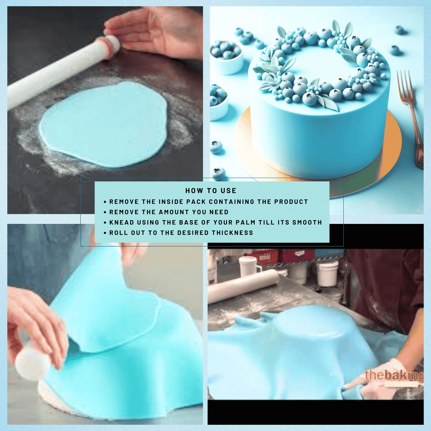 Confect Baby Blue - Pastel Sugar Paste | Edible Fondant Chefs Choice for Cake Decorating - 1 KG (Con-631 1kg)