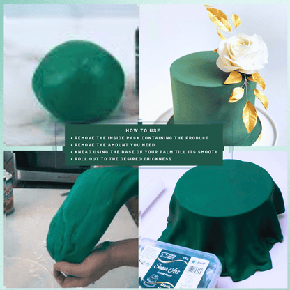 Confect Emrald Green Sugar Paste | Edible Fondant Chefs Choice for Cake Decorating - 1 KG (con-37 1 Kg)