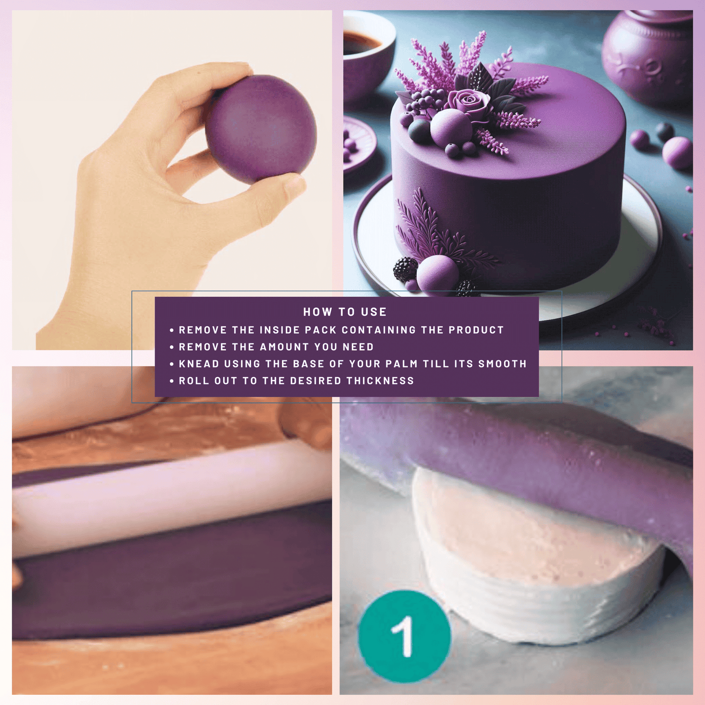 Confect Purple Sugar Paste | Edible Fondant Chefs Choice for Cake Decorating - 1 KG (con-08 1 Kg)