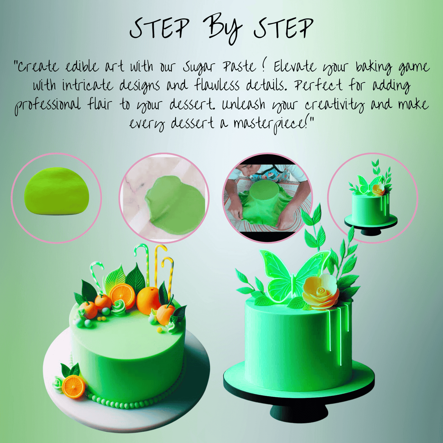 Confect Neon Green Sugar Paste | Edible Fondant Chefs Choice for Cake Decorating - 1 KG (Con-47 1kg)