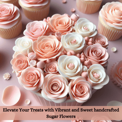 Confect Sugar Roses Topper | Sugar Roses for cake decorations | Cupcakes & Doughnut Edible Toppers | ombre -3 - Pack of 12