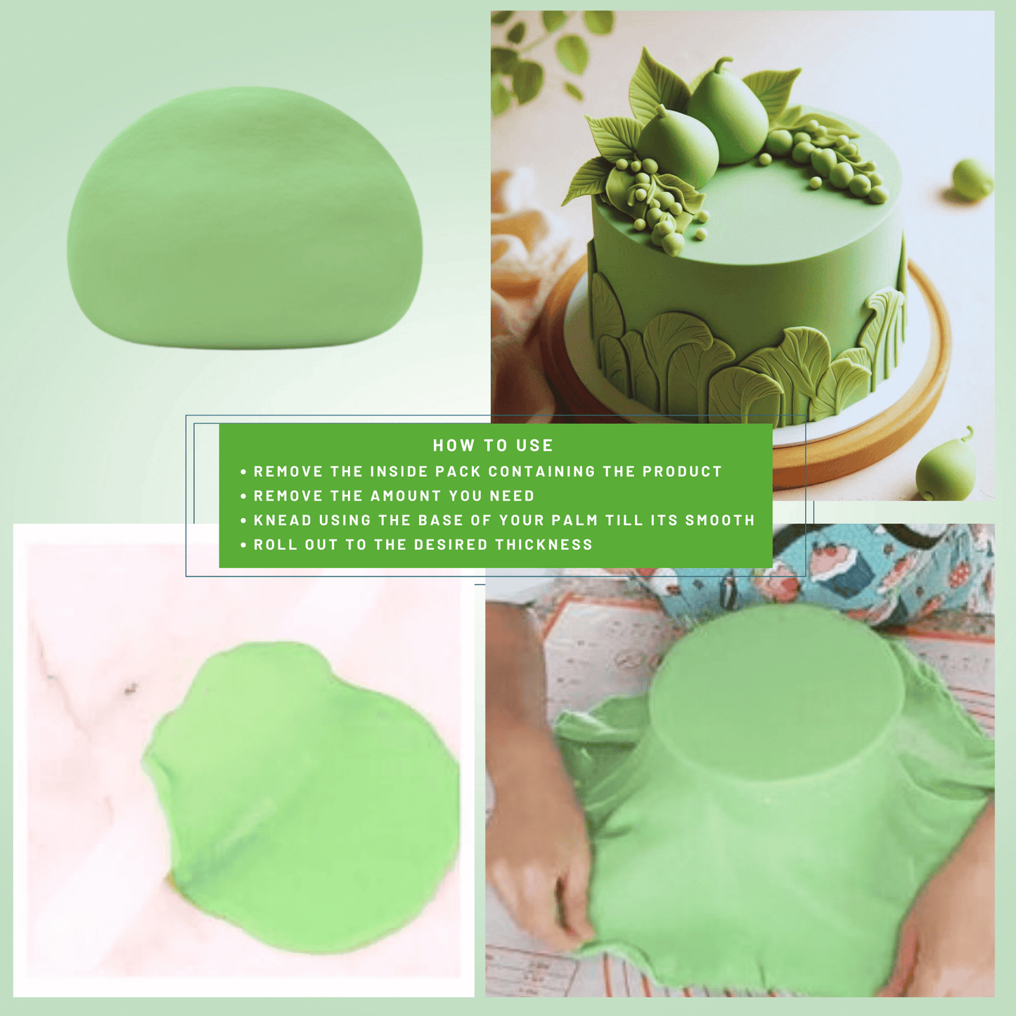 Confect Pea Green Sugarpaste 250 Gms