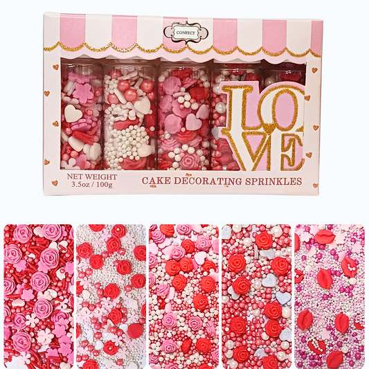 Confect Glittering Grace Sprinkles I Silver Hearts & White Pearls, (MDAY-03) - 100Gms