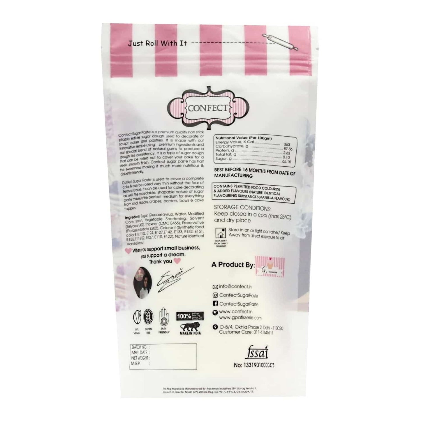 Confect Blush Pink Nutritional Sugarpaste 250 Gms